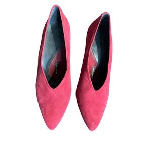 Pied Juste Women's Shoe Anthropologie Suede‎ Pointy-Toe Wedge Crimson Red 37